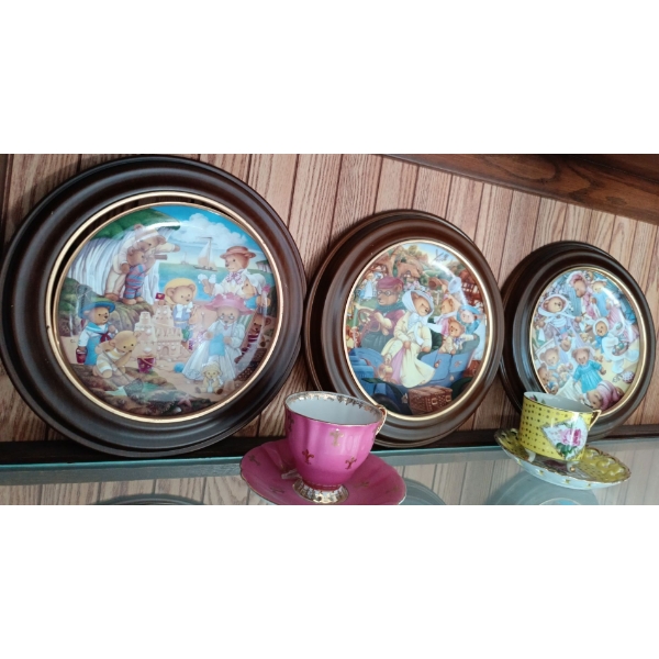 Franklin Mint Heirloom Plate "Teddy Bear Beach Party", "Egg-Citement" & "Teddy's Grand Tour" Plates 