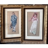 Image 1 : Beautiful Needlepoint Art In Gold Gilt Frames - Boy Blue & Pink Lady