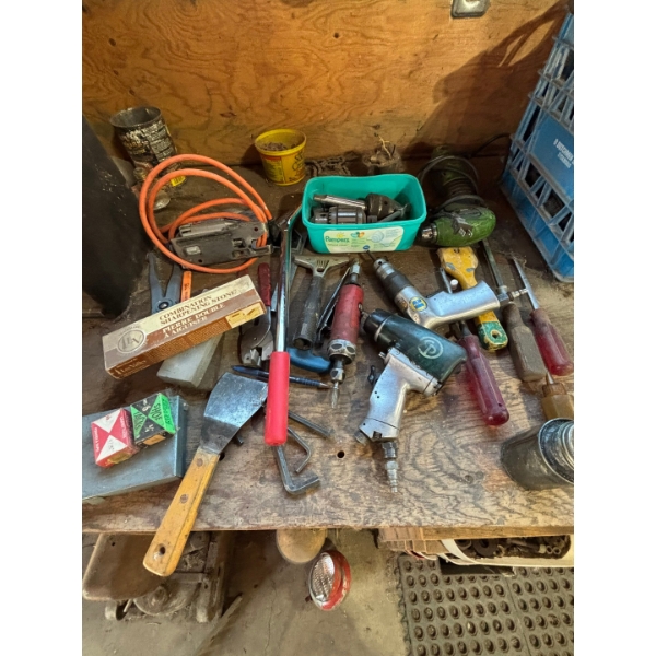 air impact tools scrapers chucks for a lay or drill press, vintage combination, sharpening stones
