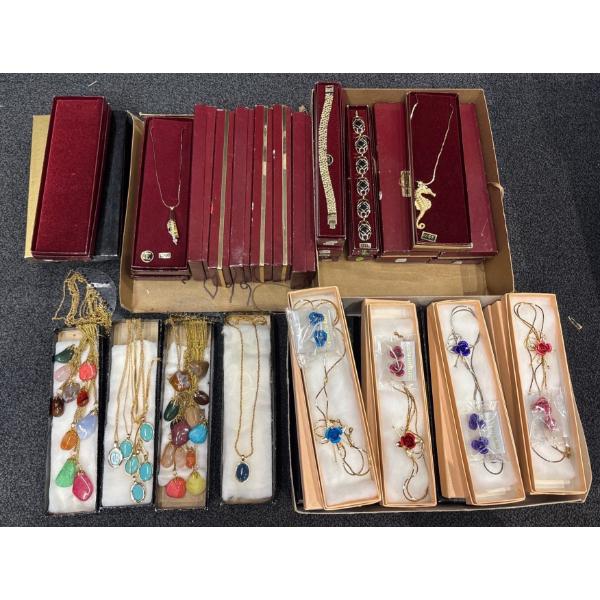 Assorted Costume Jewellery Necklaces, Earrings, Bracelets, Crystal Necklaces, & Extra Boxes 