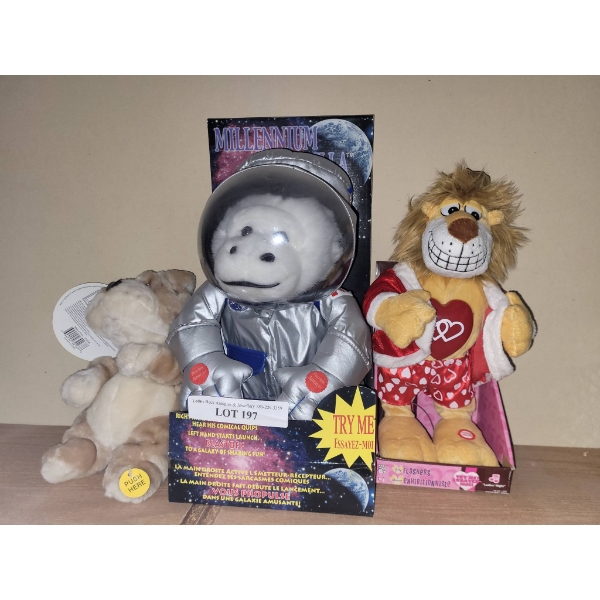 3 Battery-Operated Dancing Toys: Millennium Gorilla, Party Pooch, and Love Lion
