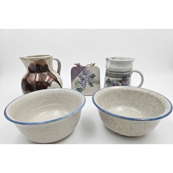 Five-Piece Handmade Pottery Kitchenware Set