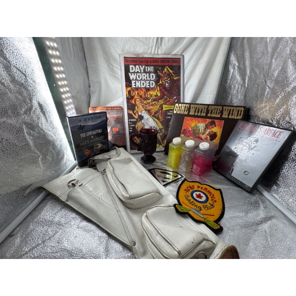 The End of the World Pack- Day the World Ended Poster, Depression Glass, DVD's , Gun Holster