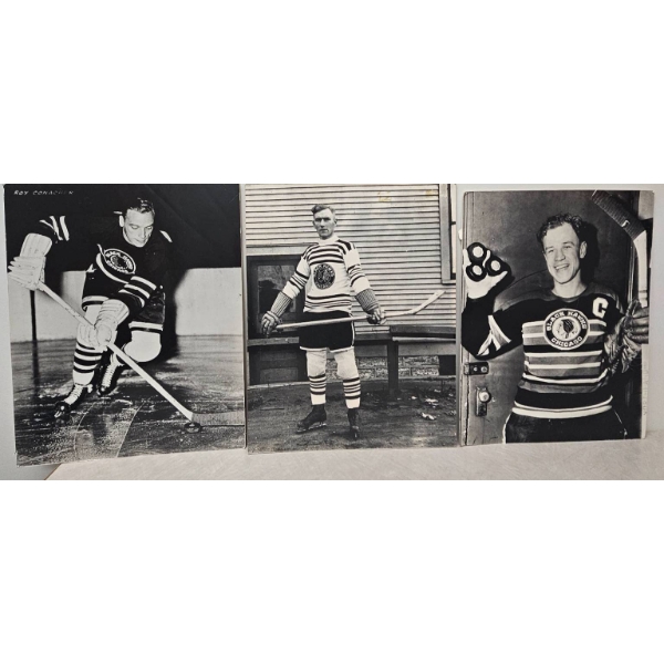 Three Chicago Blackhawks Vintage Black-and-White Photographs