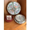 Image 1 : Chinese Famille Rose Medallion Serving Ware w/ Merlot Colored trinket Box & more