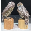 Image 5 : 4 Hand Crafted Wooden Birds (2 Owls) (3" & 4"T)