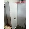 Image 1 : White simple cabinet with art supplies inside. 