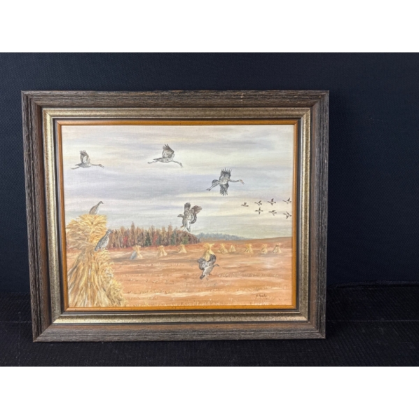 Oil on Board Field Painting By J Peake - 23x20 