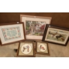 Image 1 : Needlepoint Art: Friendship 16 X 12.5, House 19.5 X 17, Rider 18 X 13, Holiday: 10.5 X 11 and 9 X 10