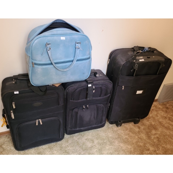Luggage- Vintage Blue Carry-On, Tallest: No Tag 16 W, 8 D, 25 T, Smaller by Protocol and Westjet
