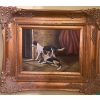 Image 1 : Unidentified 20th Century, Untitled (Dogs) 25"x21" framed, signature lower right, well framed