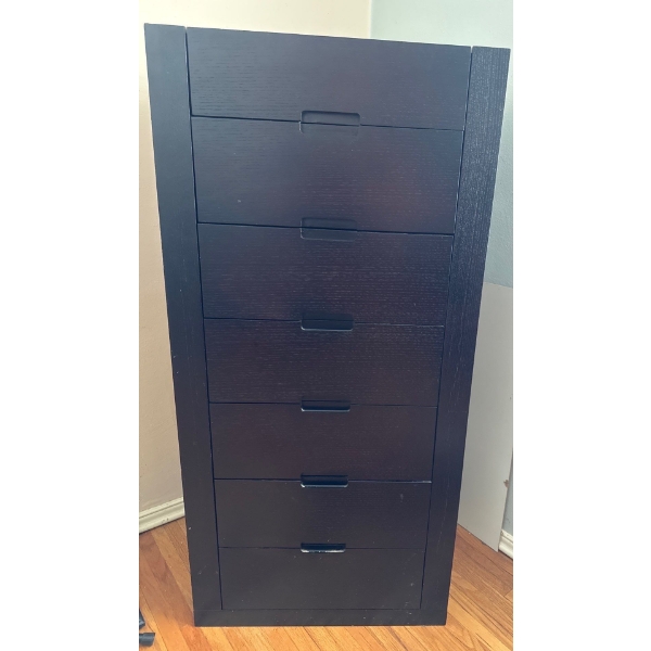 Black Tallboy Seven Drawered Dresser  23"w x19"d x 53"tall