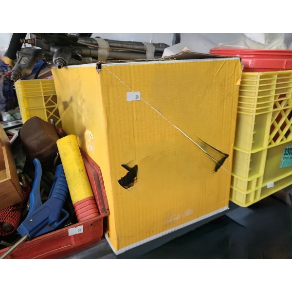 Several Bins w/ Tools, Clamps and Other Garage Items