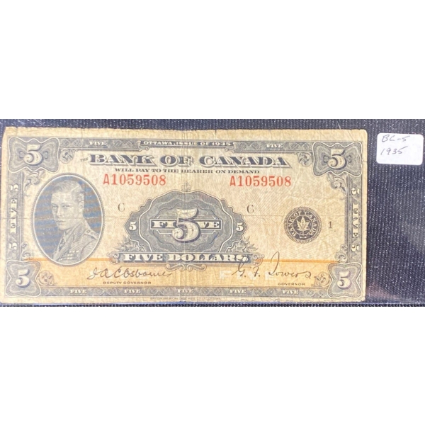 1935 Canadian Five Dollar Bill