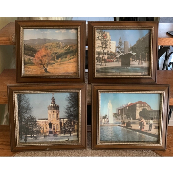 Set of 4 Vintage Framed Calendar Posters - 11x13 Each 