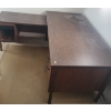 Image 1 : Vintage L Shaped Desk 63 D/ 59.5 W, 17.5 T/ 30 D, 25/ 28 T w/ File Cabinet Drawer