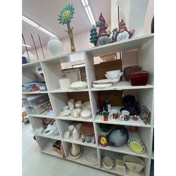  ceramic greenware all contents on shelf