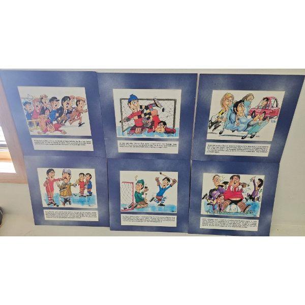 6 Hockey Cartoon Prints with Descriptions
