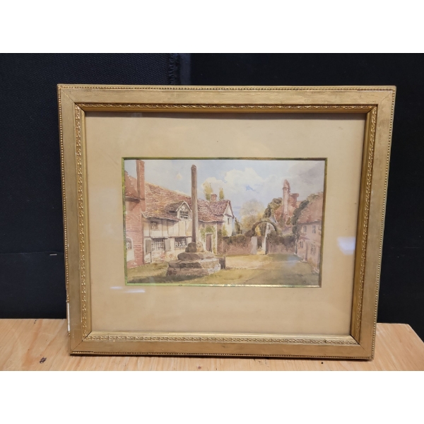 Antique Watercolor Landscape Art - Artist Unknown 14x12