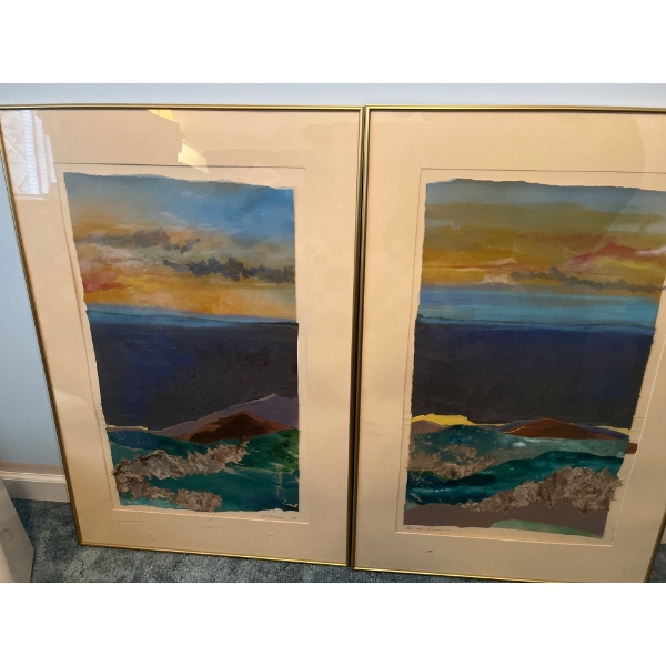 2 Paintings by WJ Peckmen 1989 Past the Dunes . 36x24