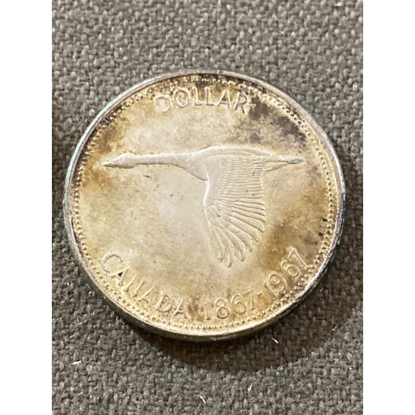 Canadian Centennial Silver Dollar Coin, 1967, Flying Goose Design