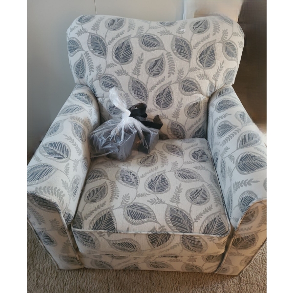 Upholstered Leaf Patterned Chair 32 W, 33 D, 32 T