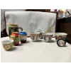 Image 1 : Set of 3 Antique Chinese Porcelain Cup Octagonal Qing - Republic Era Red GreenLimoges porcelain 