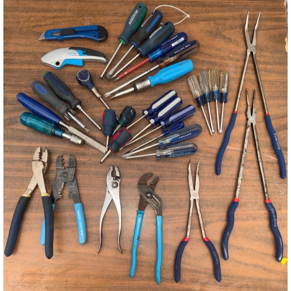 Blue Hand Tool Collection - Pliers Assorted Drivers Channel Locks & More