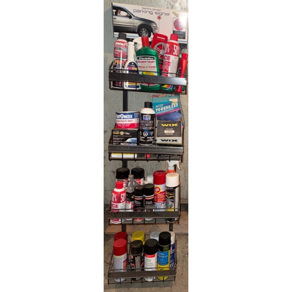 Car Cleaning Fluids & Wax w/Organizing Shop Shelf