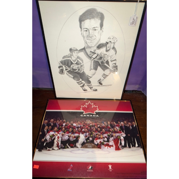 Kraft NHL Hockey Framed Drawings/Sketches & Team Canada Print 