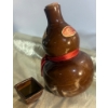 Image 4 : Vintage Brown Glazed Ceramic Gourd-Shaped Decanter with Cup