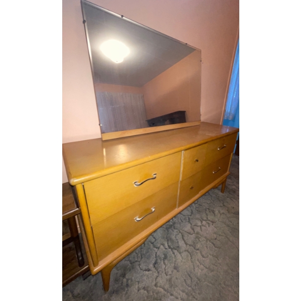 Mid Century Modern Mirror & Dresser Combo  Well Loved But Looking For More ...  53"w x21"d x37" tall