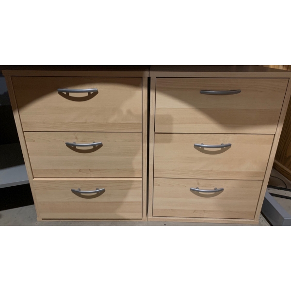 3 Wood Filing Cabinets w/ Contents 17x15x21