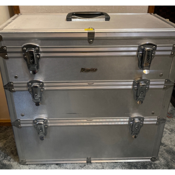 3 Tiered Hard Shell Travel Tote Full To The Brim of Camera Filters & IKONTA Camera