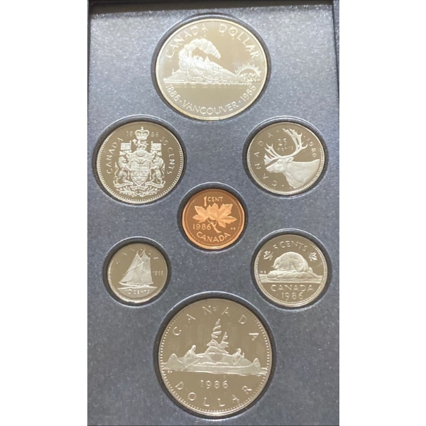 1986 Canadian Proof-Like Coin Set Vancouver Centennial Silver Dollar 80% Silver 0.375 Ounces