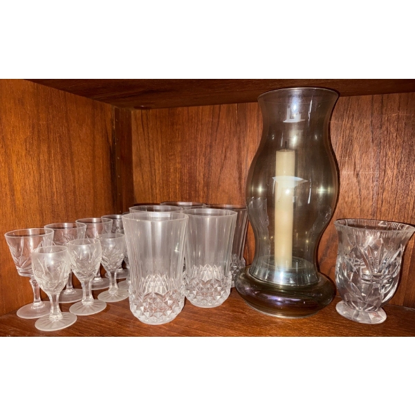 Carnival Glass Candle Stick, Crystal Glasses, Sherry Glasses & More