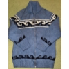 Image 3 : Blue Hand Knitted Wool Cardigan w/Zipper & Decorative Pillow (Size Medium)