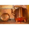 Image 3 : Antique Brass & Copper Tea Kettle/Pot with Wooden Rolled Handle
