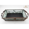Image 3 :  "Copper Lace" Rectangular Pillar Candle Holder,Hammered Copper Tray, Black Blood Potion Bottle Prop