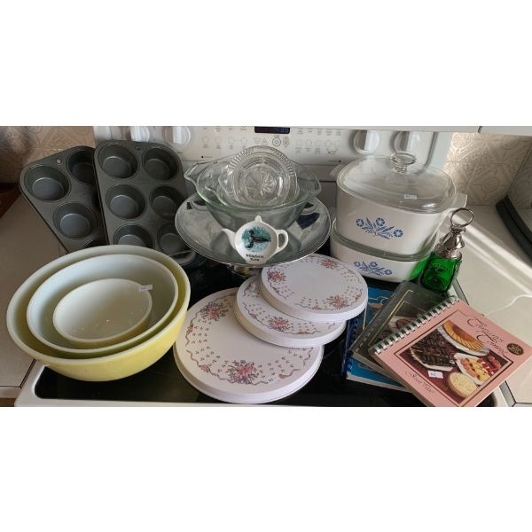 Vintage Corningware, Bake Pans, Cook Books, and More! 