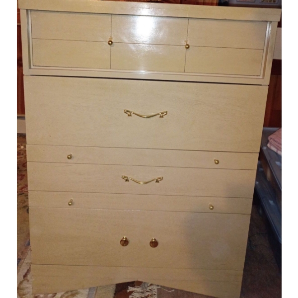 Solid Wood Four Drawered MCM Dresser  Tall Boy 