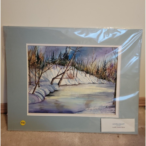 Lucille Lewans Rezac 'Winter Bright' Watercolor Art 20x15