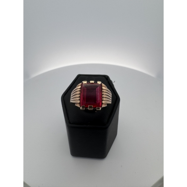 10K Red Crystal Ring Mens Ring 5.8G