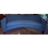 Image 7 : Curved Blue Upholstered Sofa with Tapered Wooden Legs