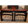 Image 2 : Circa 1980's Solid Wood Living Room Set- Beveled Glass Tops  36x36x16"tall