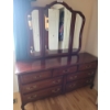 Image 1 : 7-Drawer Wood Dresser with Pivoting Triple Panel Mirror and Brass Hardware