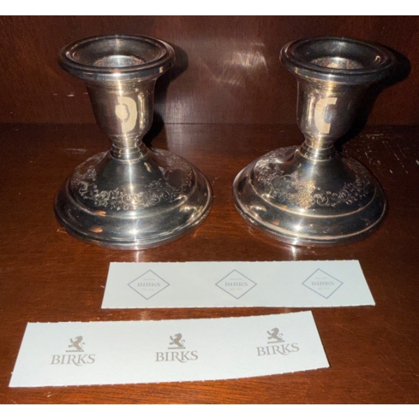 Birks Sterling Silver Georgian Style Candlestick Pair/Duo (3"tall)