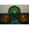 Image 1 : Lustre Rose Amber Carnival Glass Berry Bowls & Acanthus Aqua Carnival Gls Imperial Co