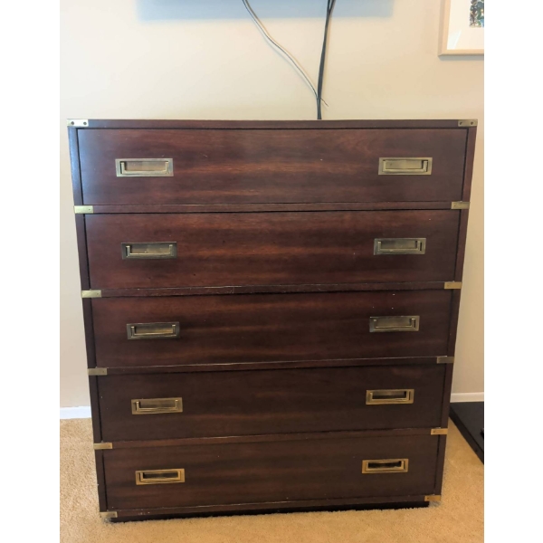 Gibbard Mahogany Craftsmen Campaign-Style Dresser with Brass Accents