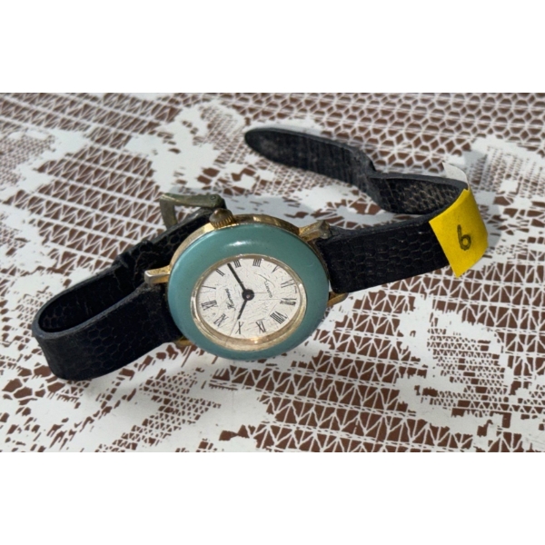 Vintage Hermes Black Leather Watch 